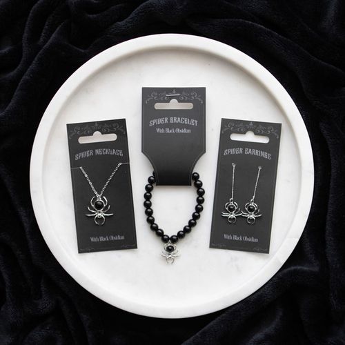 Black Obsidian Spider Threader Earrings - Truly Yours