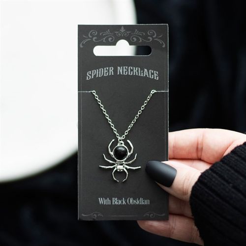 Black Obsidian Spider Pendant Necklace - Truly Yours