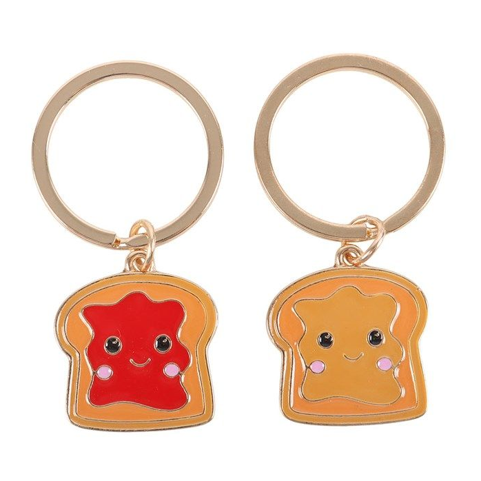 Set of 2 Peanut Butter and Jelly Keyrings - Truly Yours