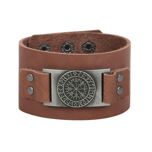 Viking Compass Leather Cuff Bracelet - Truly Yours