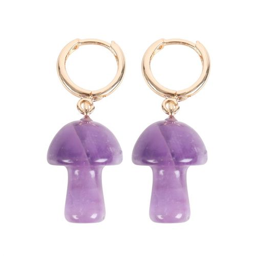 Amethyst Crystal Mushroom Earrings - Truly Yours