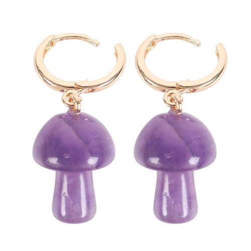 Amethyst Crystal Mushroom Earrings - Truly Yours