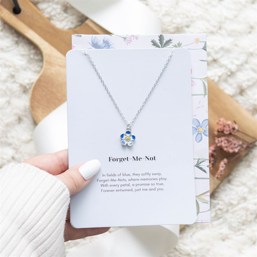 Forget-Me-Not Flower Necklace on Greeting Card - Truly Yours