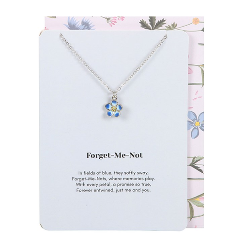 Forget-Me-Not Flower Necklace on Greeting Card - Truly Yours