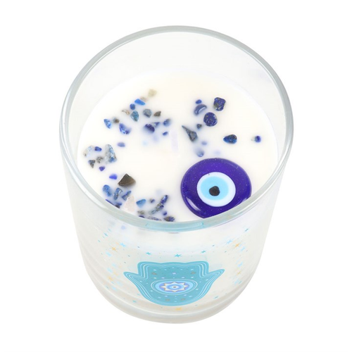 Hand of Hamsa White Rose Candle with Crystals - Truly Yours