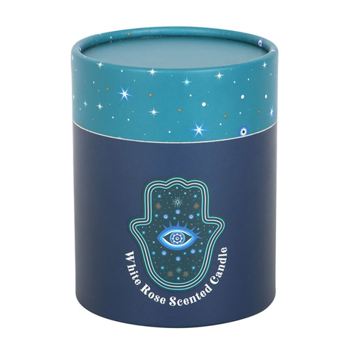 Hand of Hamsa White Rose Candle with Crystals - Truly Yours