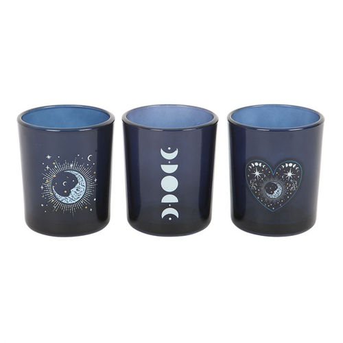 Set of 3 Blue Moon Votive Candle Holders - Truly Yours