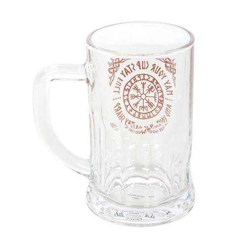 Viking Compass Glass Beer Tankard with Coaster - Truly Yours