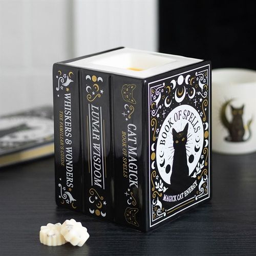 Black Cat Book of Spells Oil Burner and Wax Warmer - Truly Yours