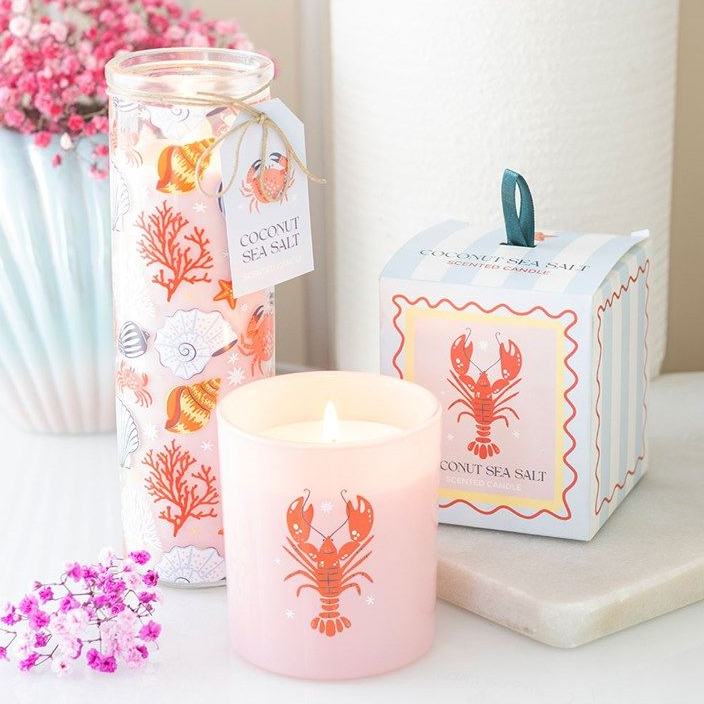 Pastel Shell Print Coconut & Sea Salt Tube Candle - Truly Yours