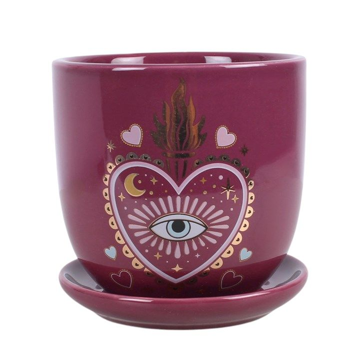 Sacred Sight Heart Plant Pot with Saucer
