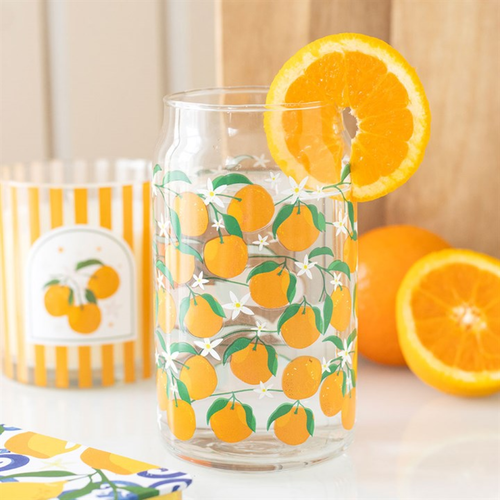 Orange Print Can Glass - Truly Yours