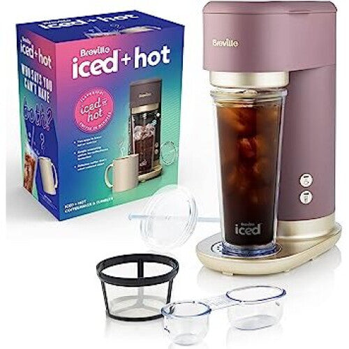 Breville Iced+Hot Coffee Maker | Plus Coffee Cup with Straw | Brews Hot Filter Coffee To Enjoy Alone or Over Ice | Café Mocha