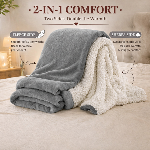 Luxury Super Soft Sherpa Fleece Blanket Faux Fur Sofa Mink Warm Thick Reversible Throw