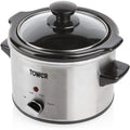 Tower Stainless Steel Slow Cooker with 3 Heat Settings, Keep Warm Function, Tempered Glass Lid, Removable Ceramic Pot, 1.5 Litre, 120 W, Silver - Truly Yours