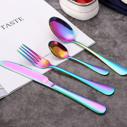 (Rainbow) 32pcs Cutlery Sets Fork for Dining - Truly Yours