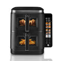 Swan SD10522BLK 11L Twin Stack Air Fryer - Cyclone Technology, 2x5.5L Baskets, Vertical Space-Saving Design, Foldable Digital Touch, Dual & 4-Food - Truly Yours