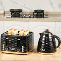 HOMCOM Toaster with 4 Slot, 7 Browning Levels, 1600W, Black Ripple - Truly Yours