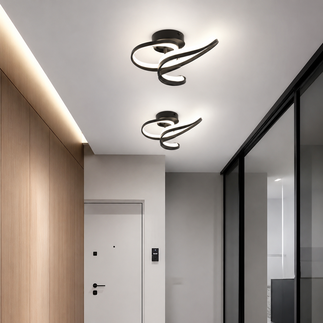 Modern Black Nordic LED Ceiling Light - Stylish Chandelier for Bedroom, Kitchen, Hallway, Balcony & Restaurant, 3000K Warm White