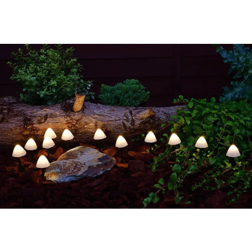 NEW 12PK SOLAR LIVING MUSHROOM WARM WHITE LIGHT BEAUTIFUL GARDEN DECOR LIGHTS