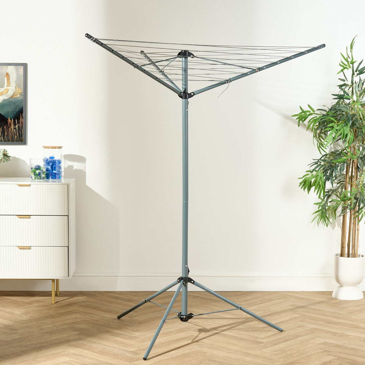 3 Arm Steel Rotary Airer With Tripod - Grey - Truly Yours