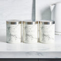 Piece Tea Coffee Sugar Canisters - White Marble Canisters