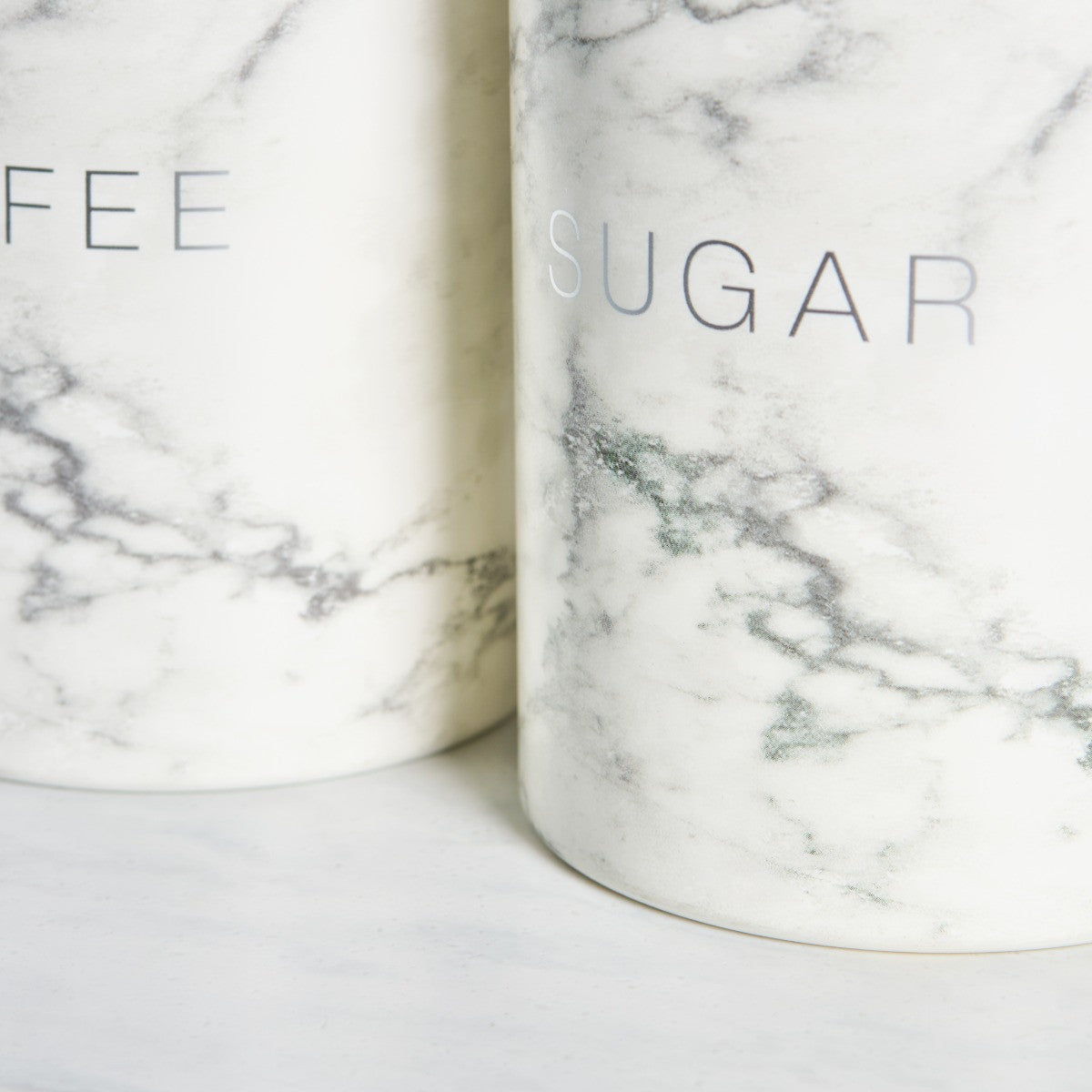Piece Tea Coffee Sugar Canisters - White Marble