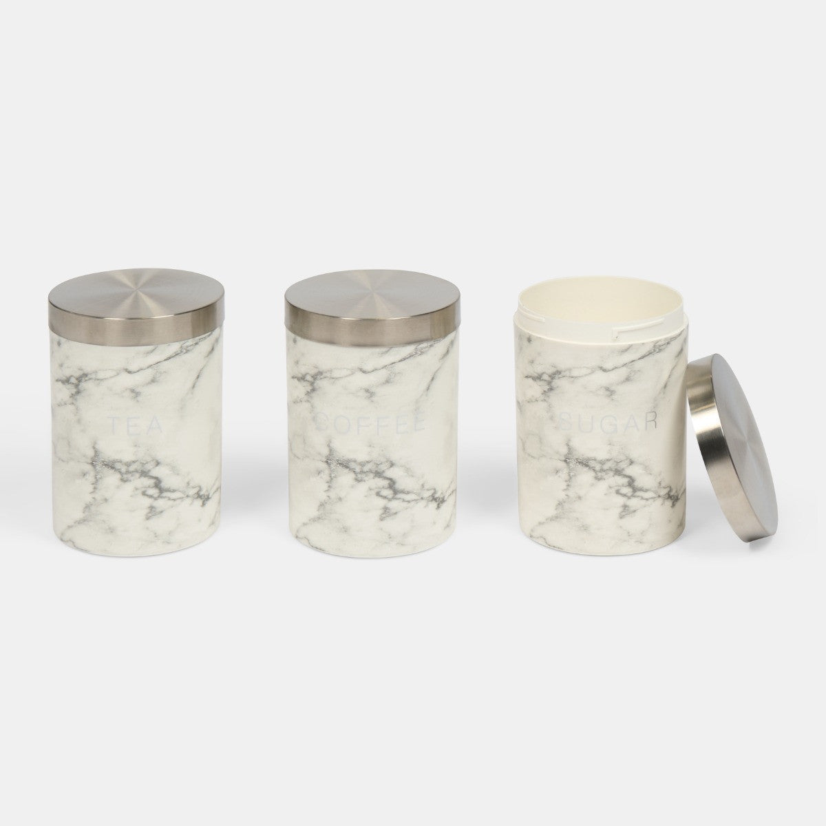 Piece Tea Coffee Sugar Canisters - White Marble Canisters