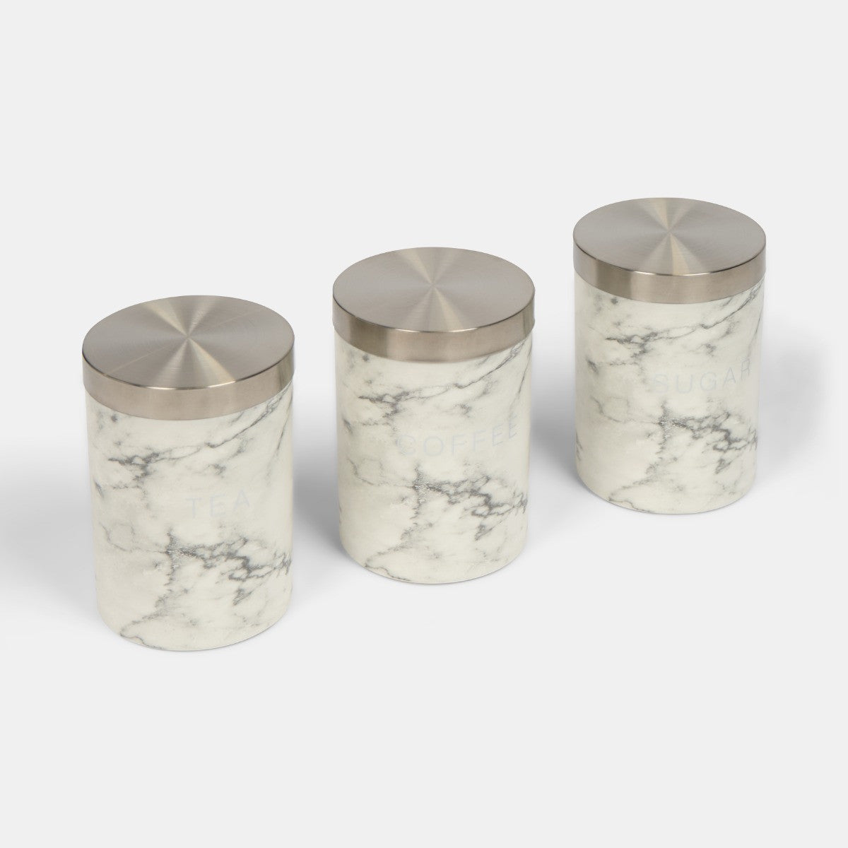 Piece Tea Coffee Sugar Canisters - White Marble Canisters