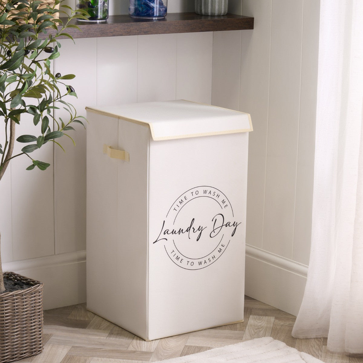 Slogan Laundry Basket - Beige - Truly Yours