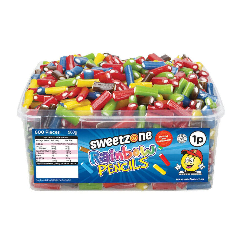 SweetZone Rainbow Pencils 740g Tub