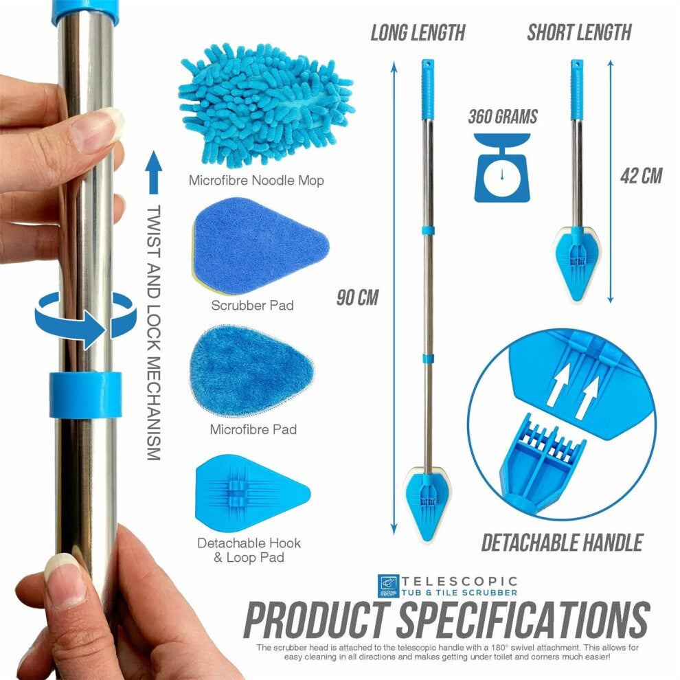 3-in-1 Telescopic Bathroom Cleaning Brush Set