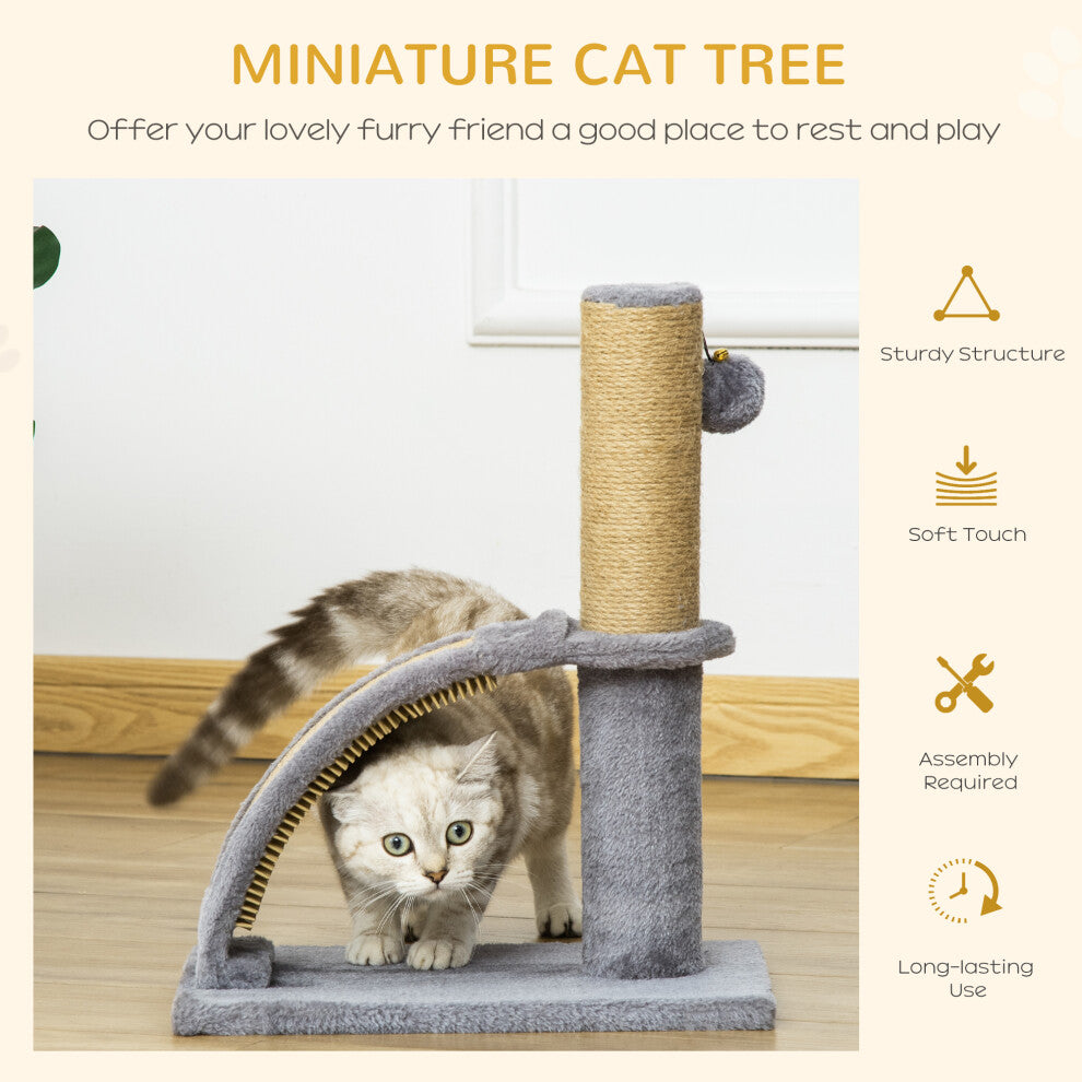 PawHut Cat Tree for Indoor Cats with Scratching Post, Hanging Ball, Grey - Truly Yours