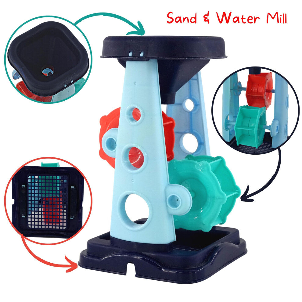 Kids Sand & Water Wheelbarrow Play Set with Tools & Mill Outdoor toys