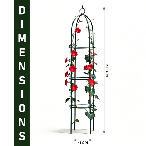 1.9m Outdoor Garden Obelisk Twisting Climbing Plant Trellis Metal Support Frame - Truly Yours