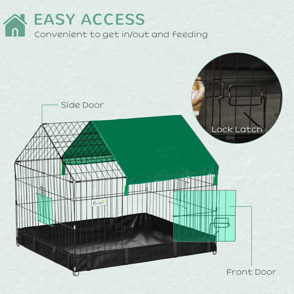Pawhut Metal Small Animal Cage with Roof Cover & Removable Tray - Truly Yours