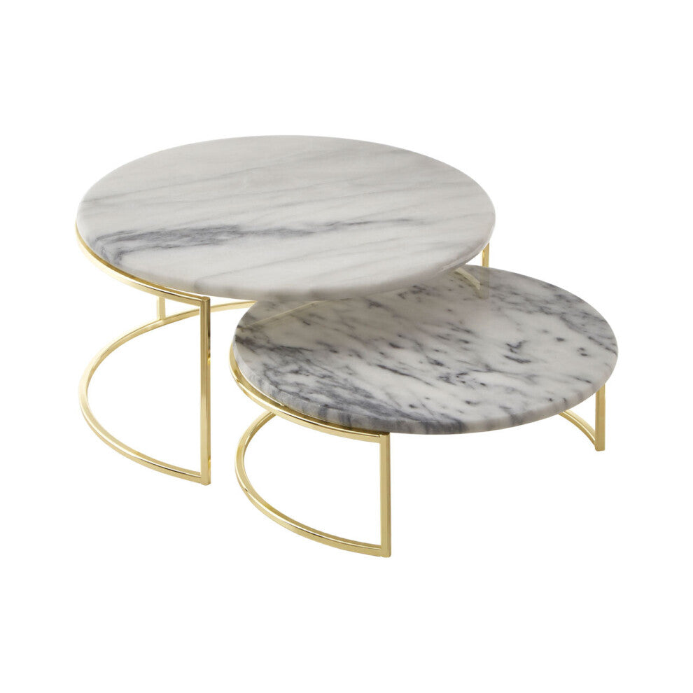 Premier Housewares Set of 2 White Marble Cake Stands - Truly Yours