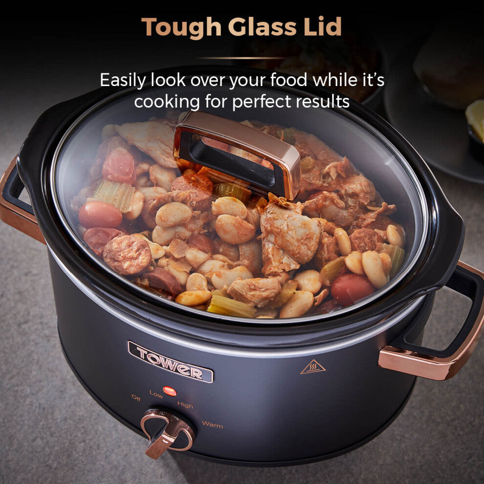 Tower T16042BLK Cavaletto 3.5L Slow Cooker Black and Gold Acents - Truly Yours