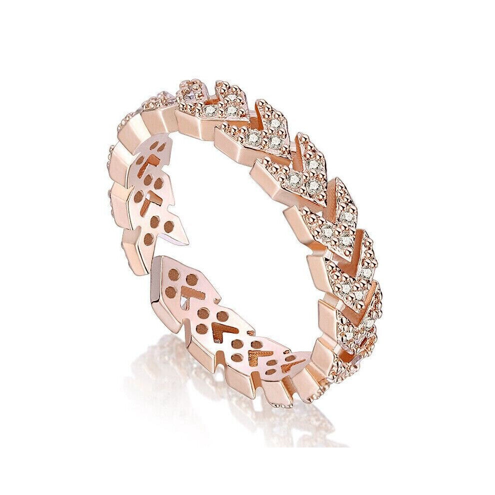 Adjustable Rose Gold Heart Cubic Zirconia Chevron Ring
