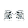 Sparkling Dolphin Hug 925 Silver-Plated Stud Earrings - Truly Yours