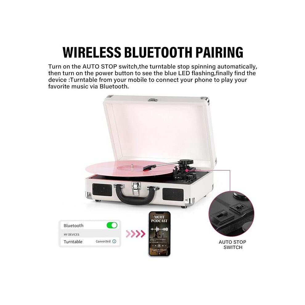 DIGITNOW 3-Speed Vinyl Record Player with Stereo Speakers