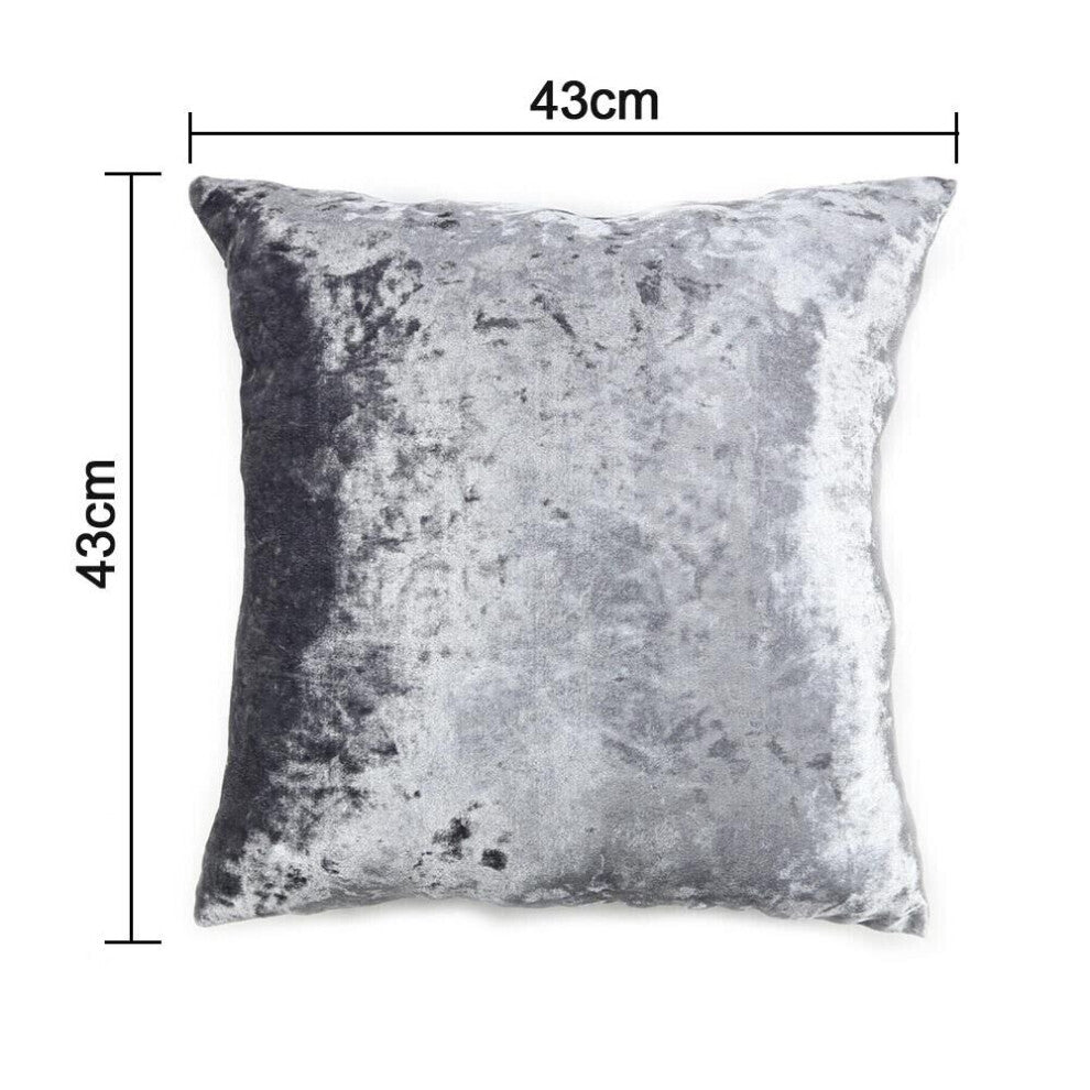 Luxurious Set of 4 Silver & Grey Crushed Velvet Cushion Covers - Truly Yours