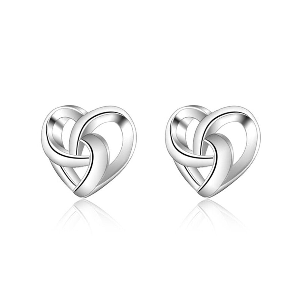 925 sterling silver stud earrings heart shape
