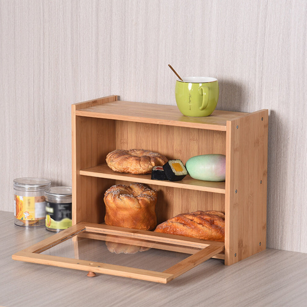 Bamboo Bread Bin with Clear Flip-Down Door