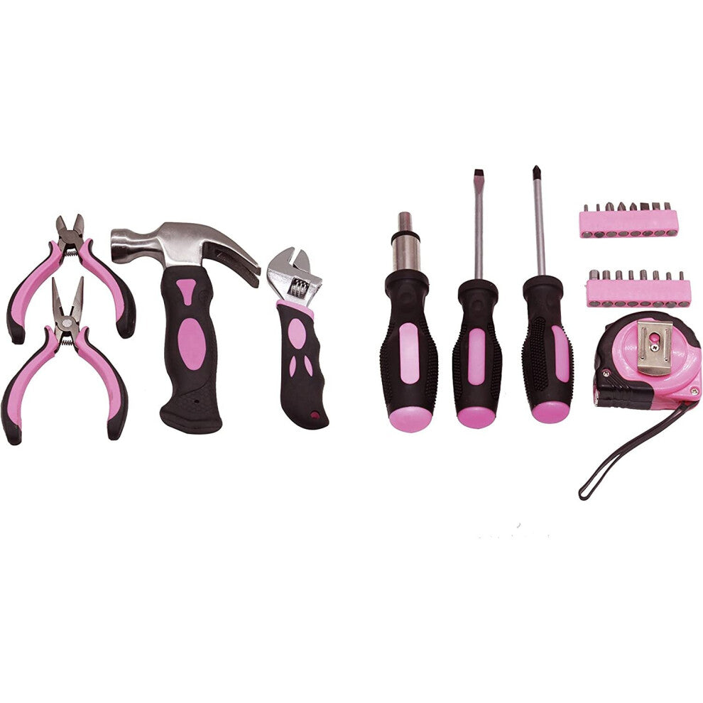 25 Piece Ladies Pink DIY Tool Kit Set – Tool Bag with Hammer, Screwdrivers & Pliers