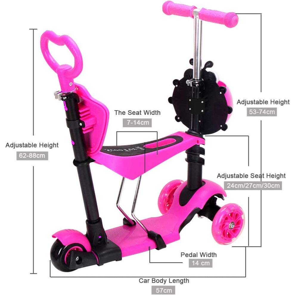5-in-1 Kids Scooter-3 Wheels with Removable Seat