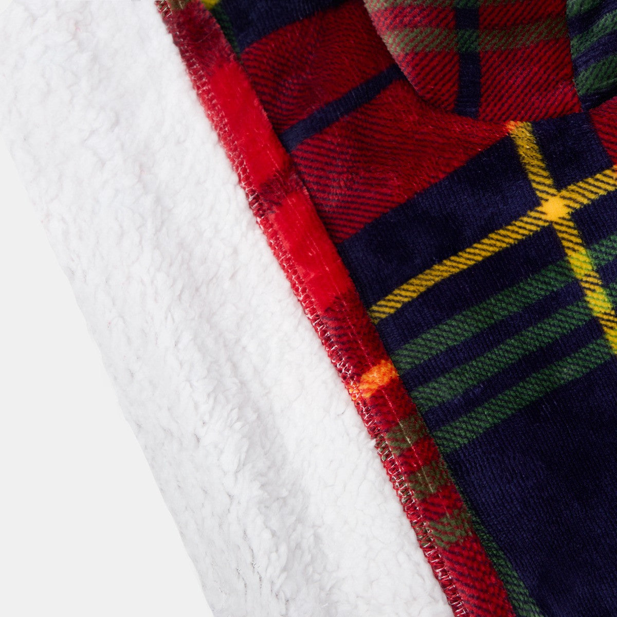 Pet Oxford Check Paw Flannel Fleece Throw - Red or Grey