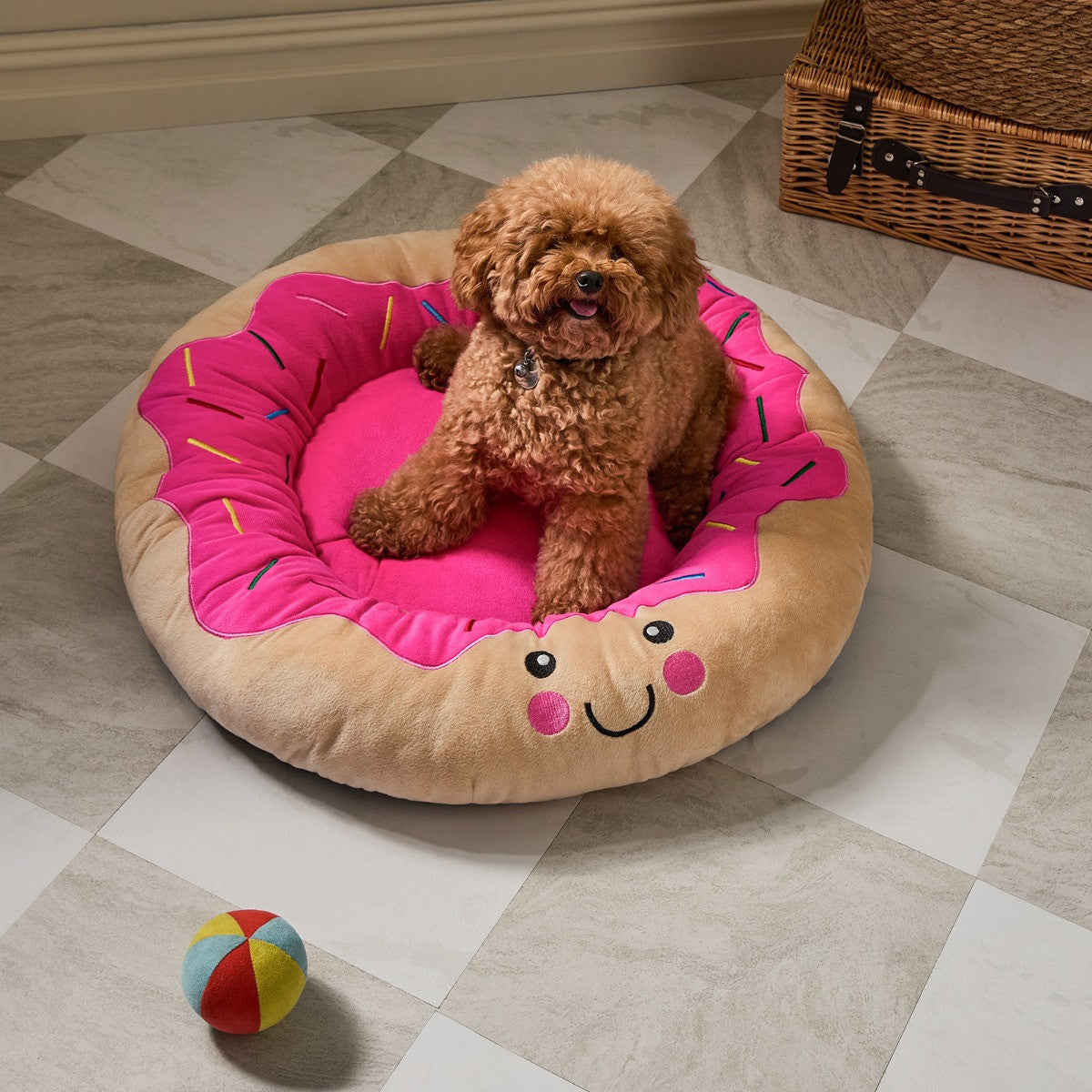 Dolly The Doughnut Pet Bed - Brown/Pink