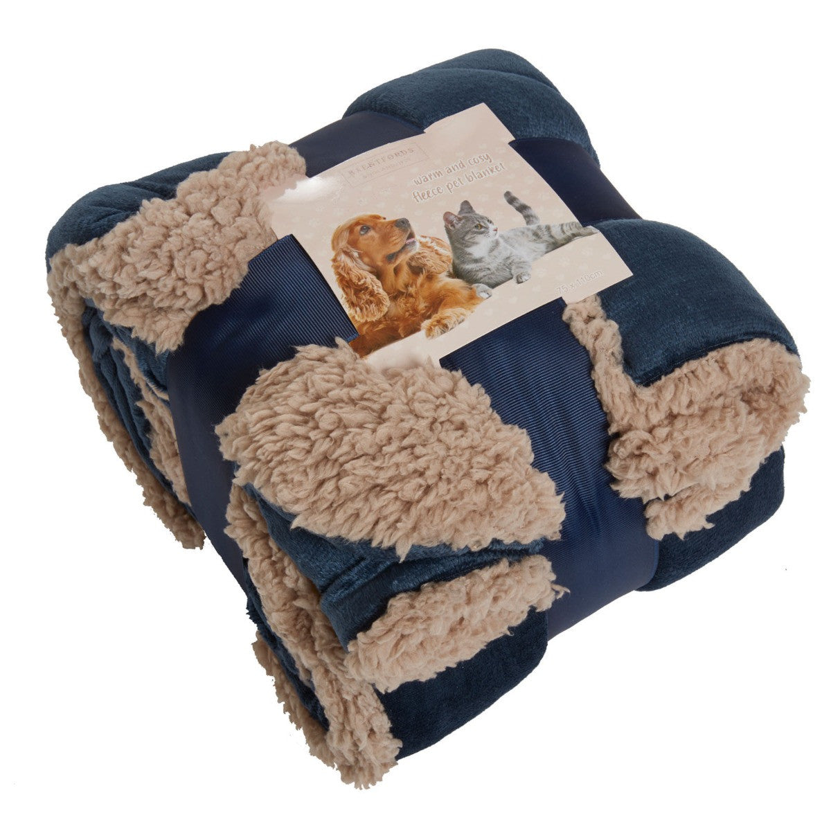 Sherpa Soft Quilted Pet Blanket - Navy