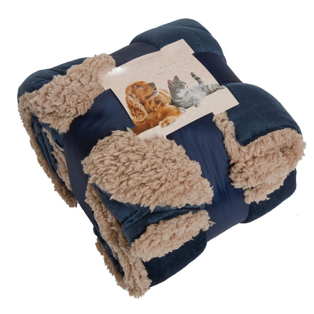 Sherpa Soft Quilted Pet Blanket - Navy - Truly Yours